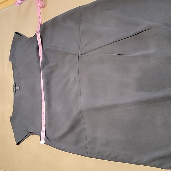 Eileen Fisher Size PM Graphite Gray Front Side Pleat Sleeveless Shift Dress - Picture 6 of 11
